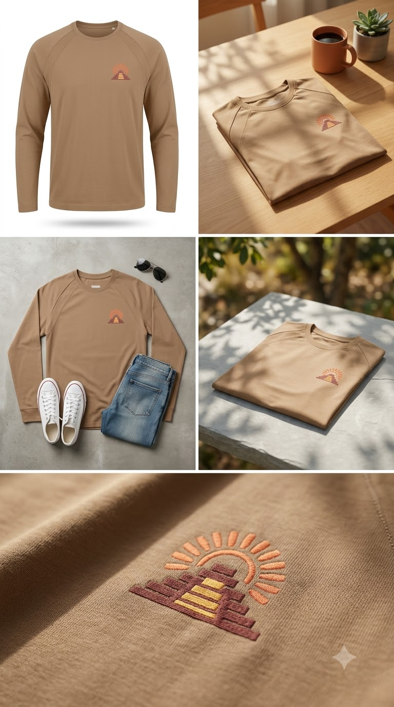 AZTECA INCEPTUM Signature Cotton Blend Long Sleeve T-Shirt